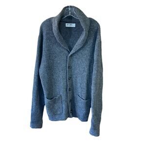Line Of Trade Sweater Shetland Wool Cardigan Mens Sz L NWOT Gray Shawl Collar